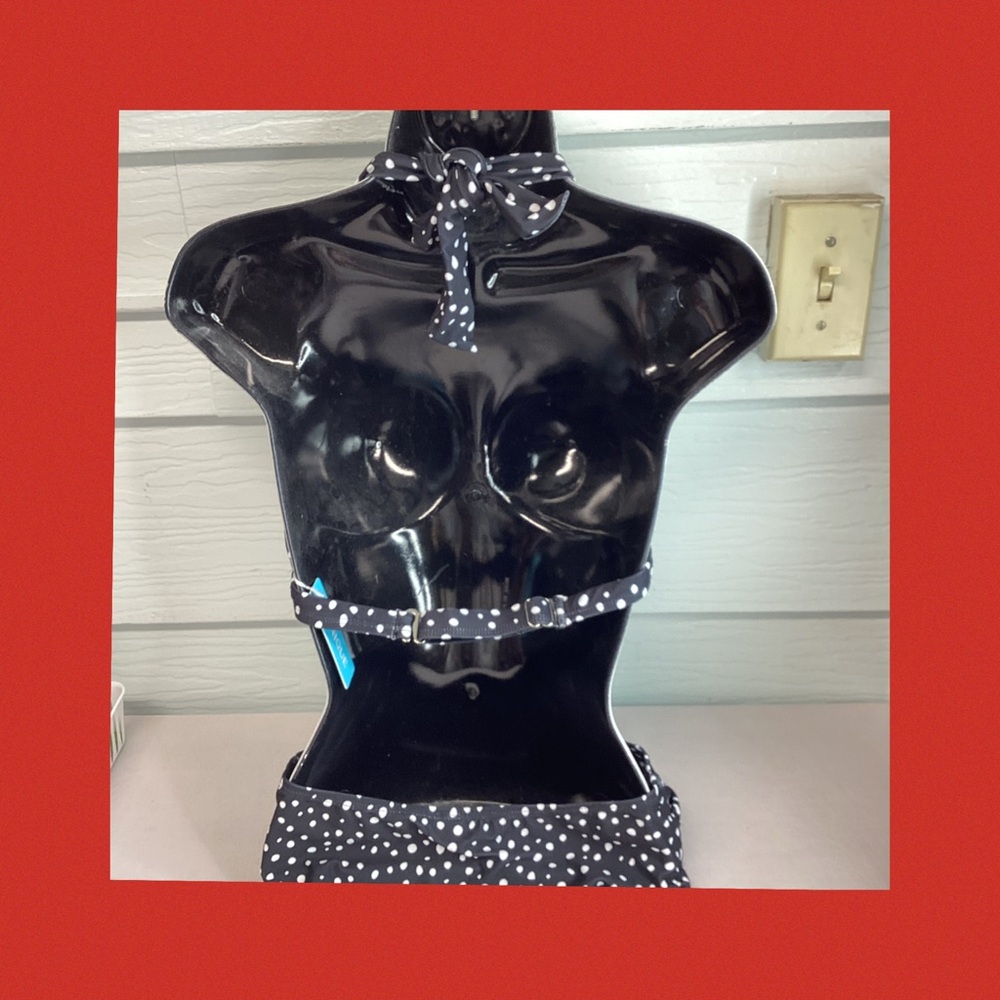 Women’s Black Polka Dot Halter Bikini Set.49 - Picture 4 of 8